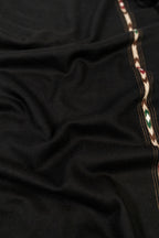 Black handwoven lamb wool blanket scarf detail shot
