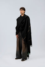 Black oversized wool wrap blanket scarf fashion styling