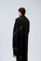 Black oversized wool wrap blanket scarf fashion styling