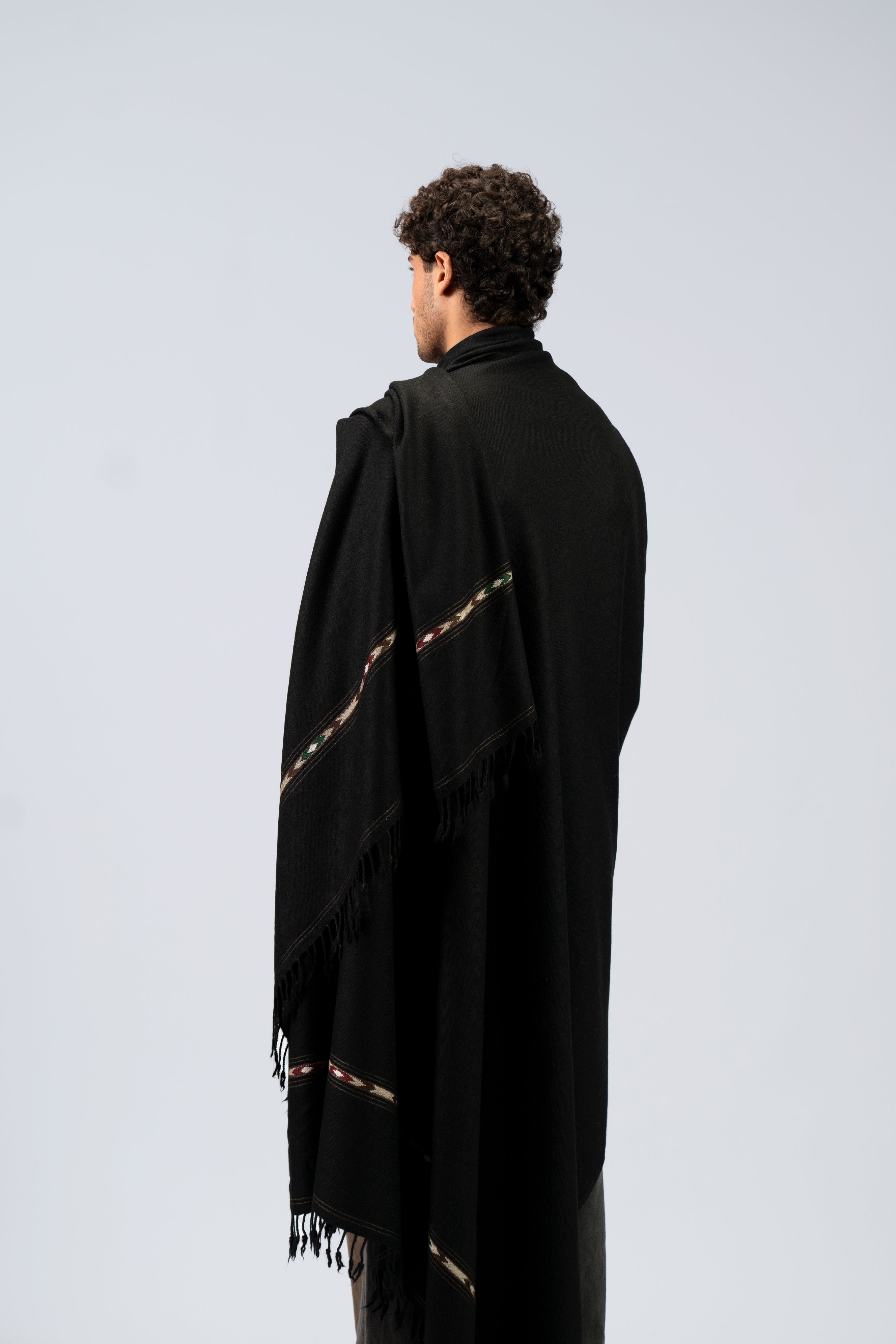Black oversized wool wrap blanket scarf fashion styling