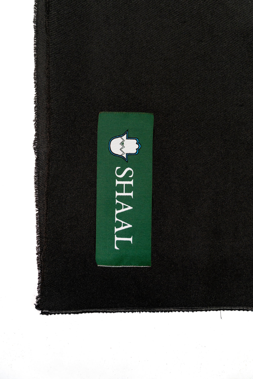 black wool shawl, handwoven by SHAAL