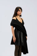 black wool shawl, handwoven by SHAAL