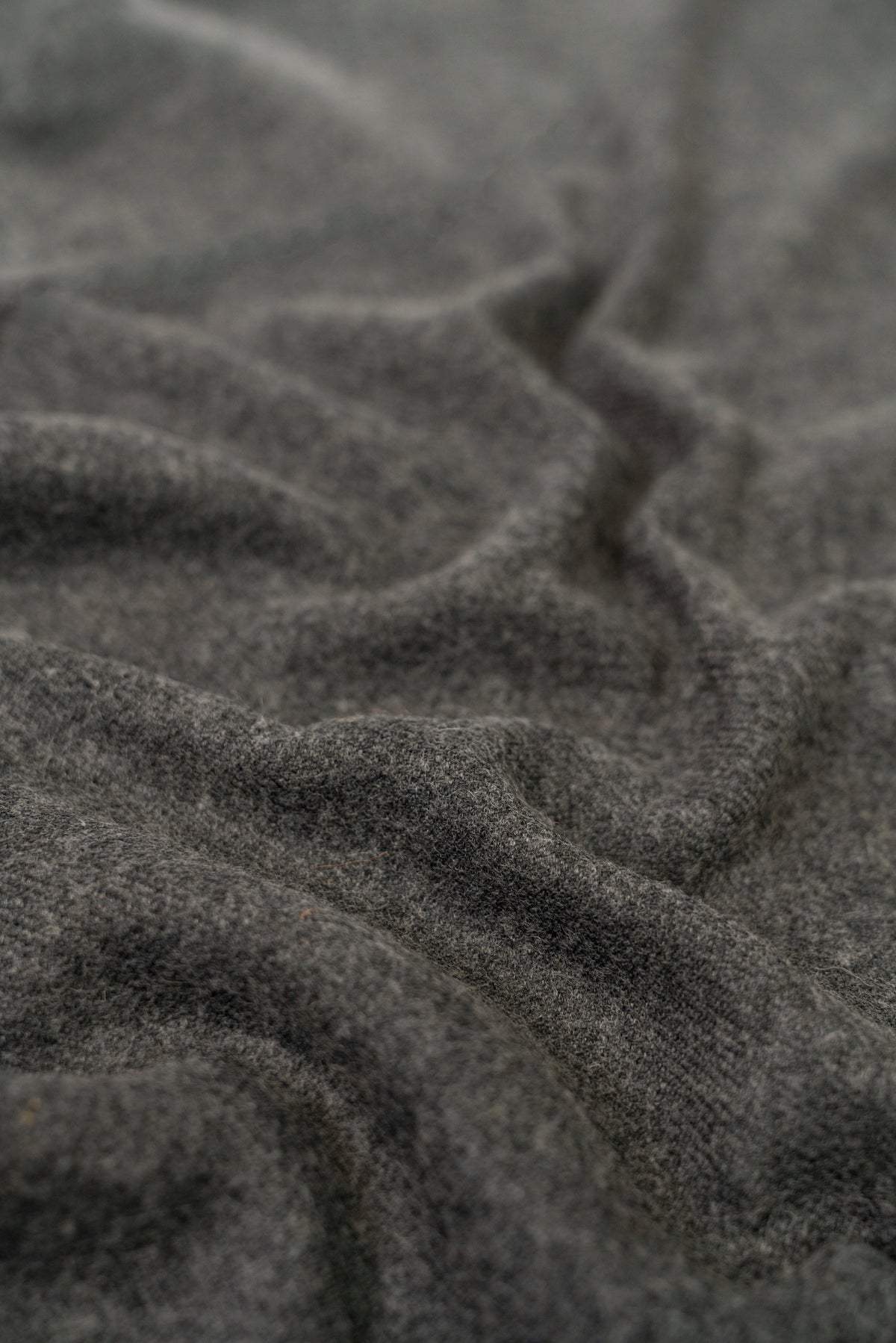 Grey handwoven midweight wool shawl, fabric detail