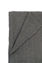 Gray handwoven wool shawl folded flat, fabric detail
