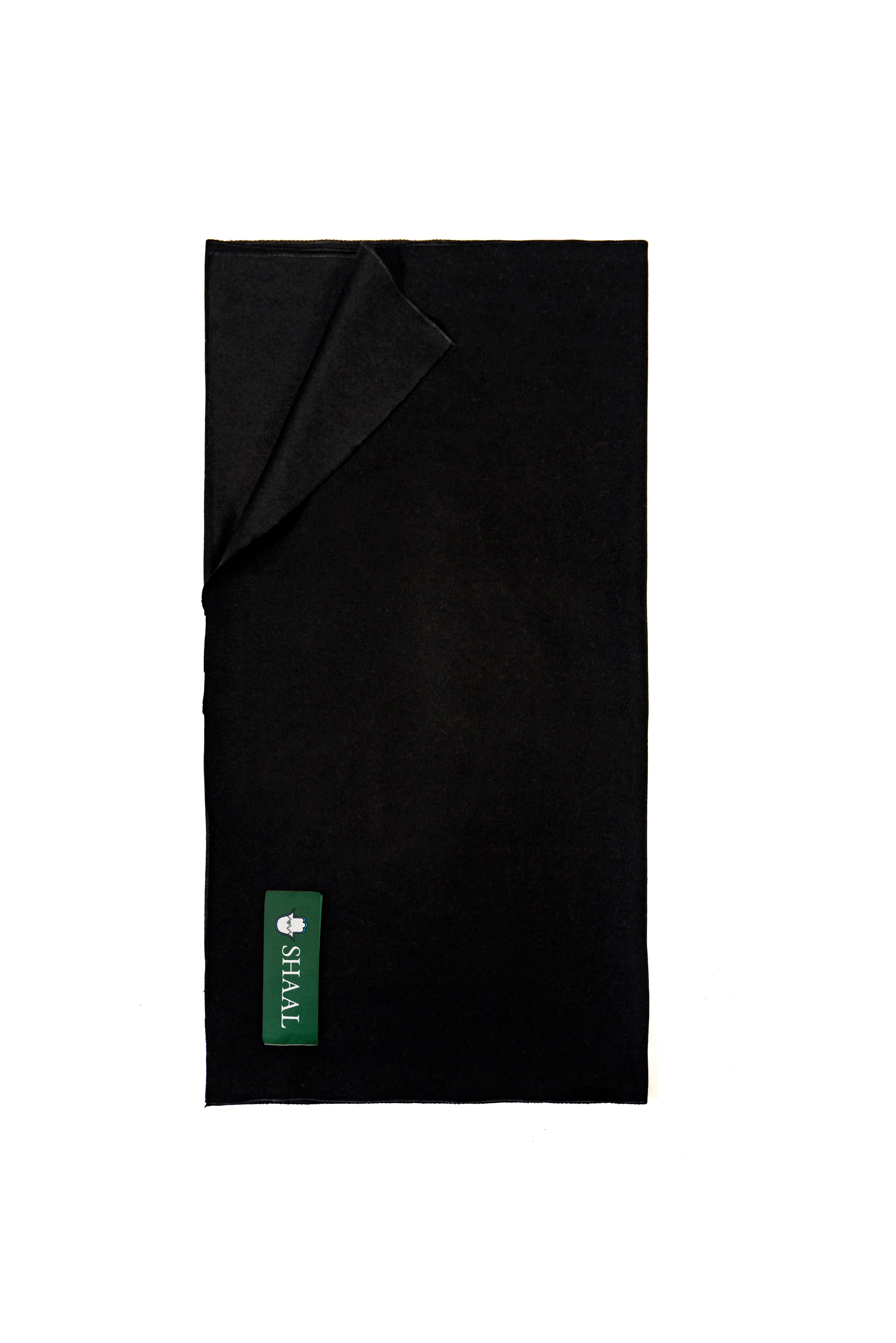 black handwoven wool shawl, handwoven by SHAAL