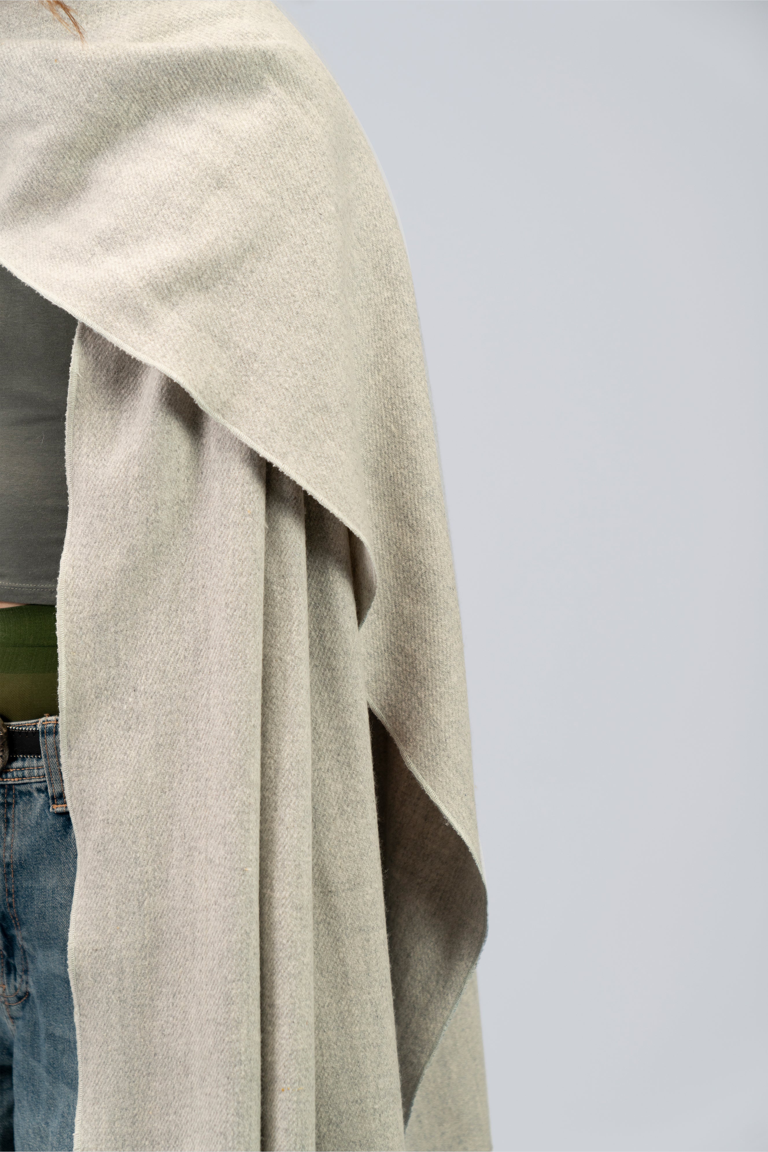 silver handwoven wool shawl, handwoven by SHAAL