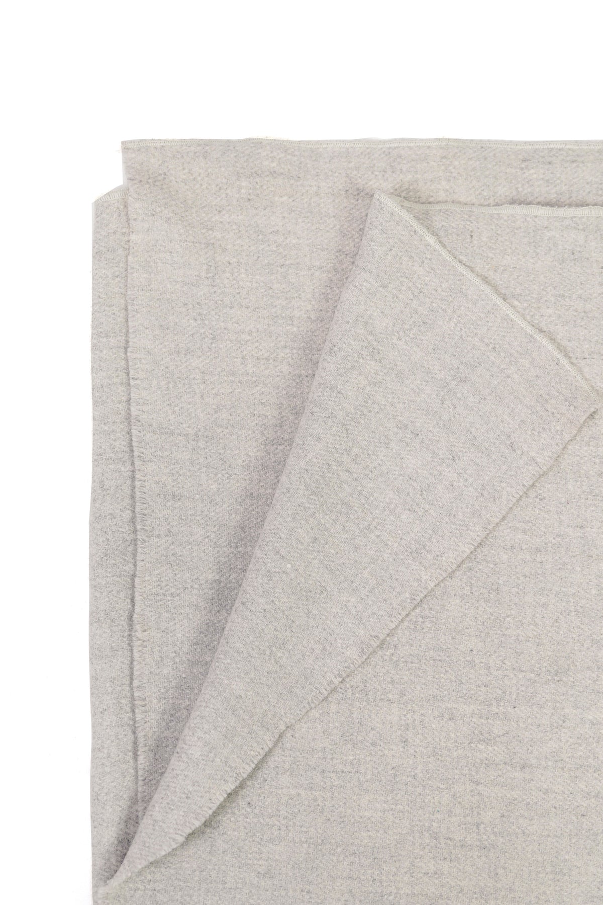 Silver handwoven heavyweight wool shawl, folded corner