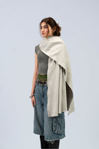 silver handwoven wool shawl, handwoven by SHAAL