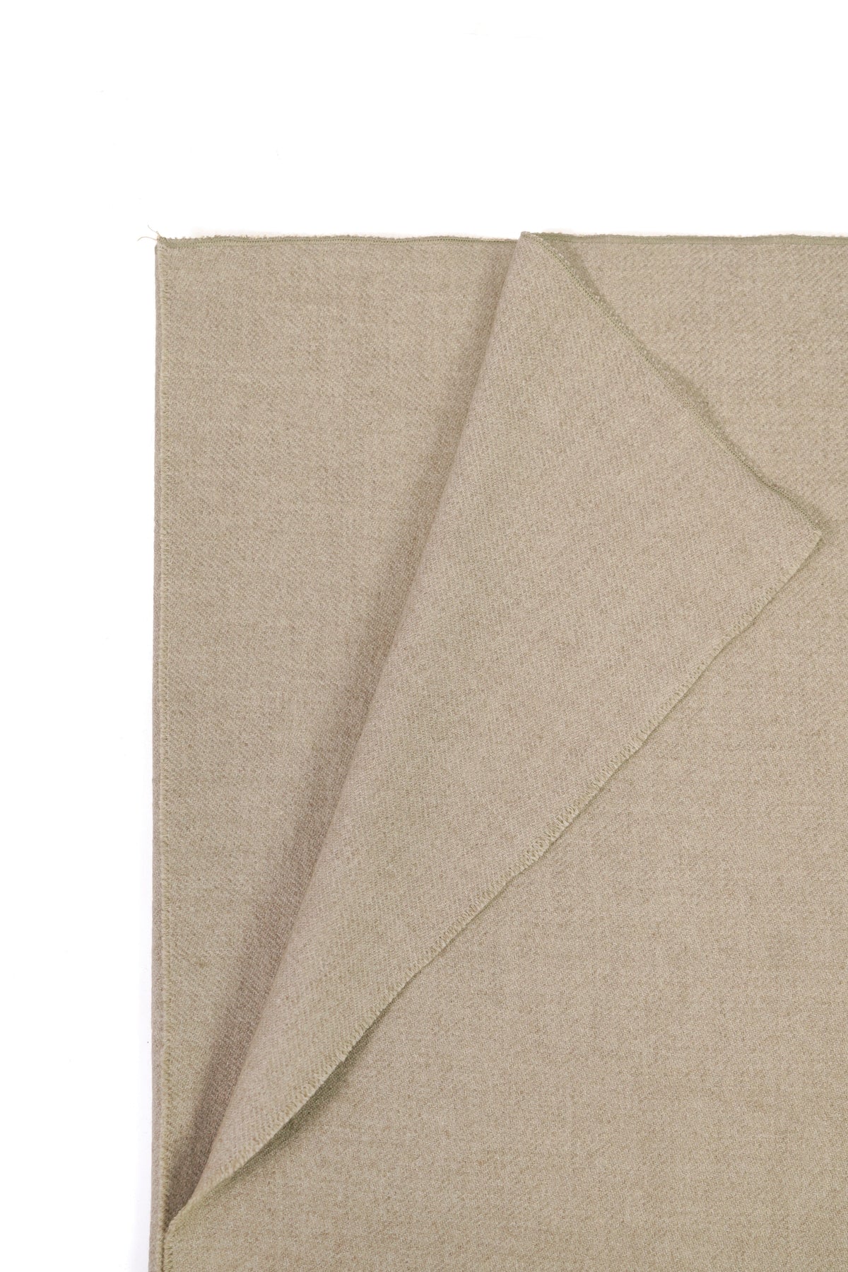 Beige handwoven heavyweight wool shawl, folded corner