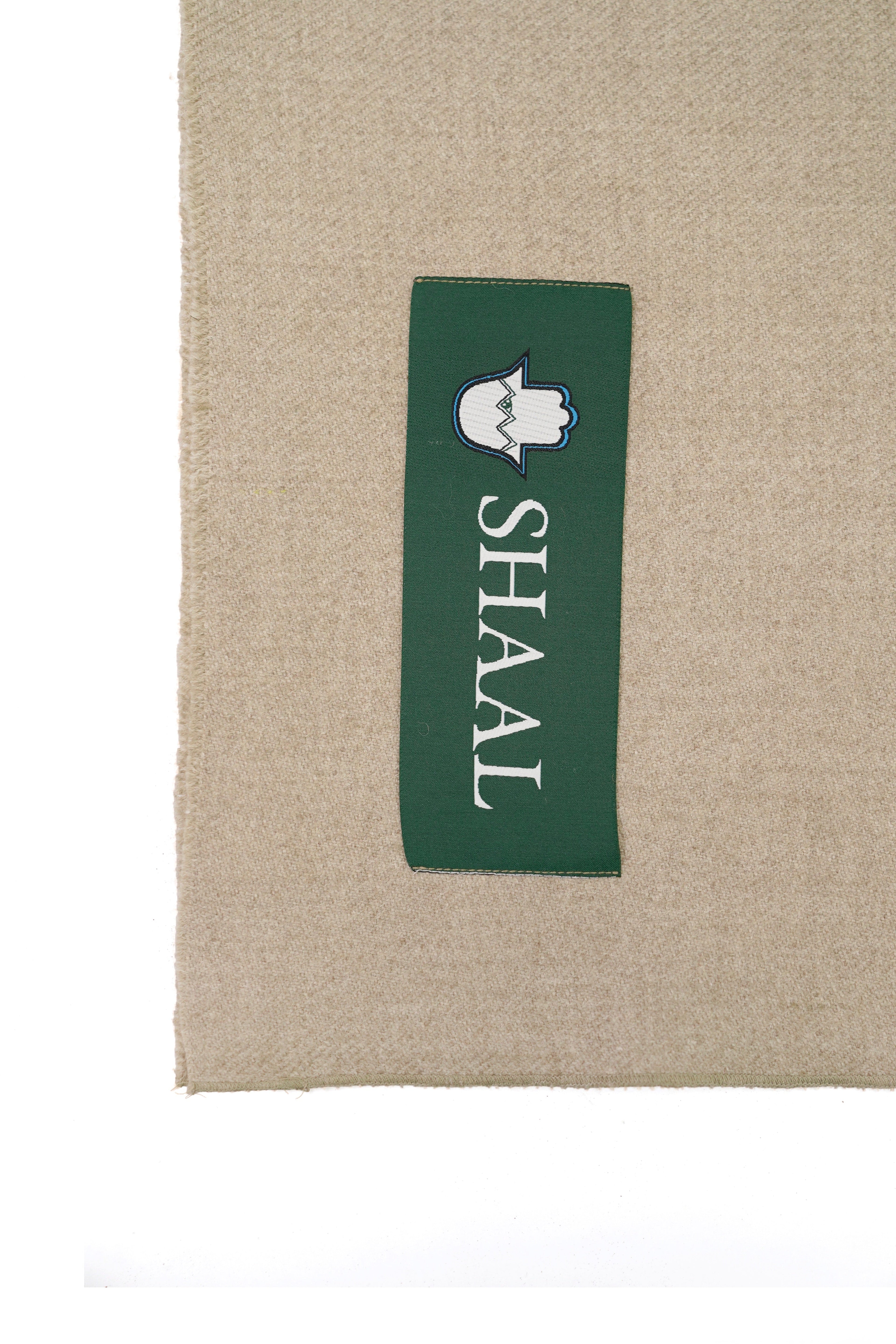 beige handwoven wool shawl, handwoven by SHAAL
