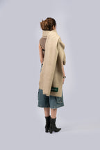 beige yak wool shawl, handwoven by SHAAL