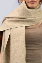 beige yak wool shawl, handwoven by SHAAL