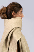 beige yak wool shawl, handwoven by SHAAL