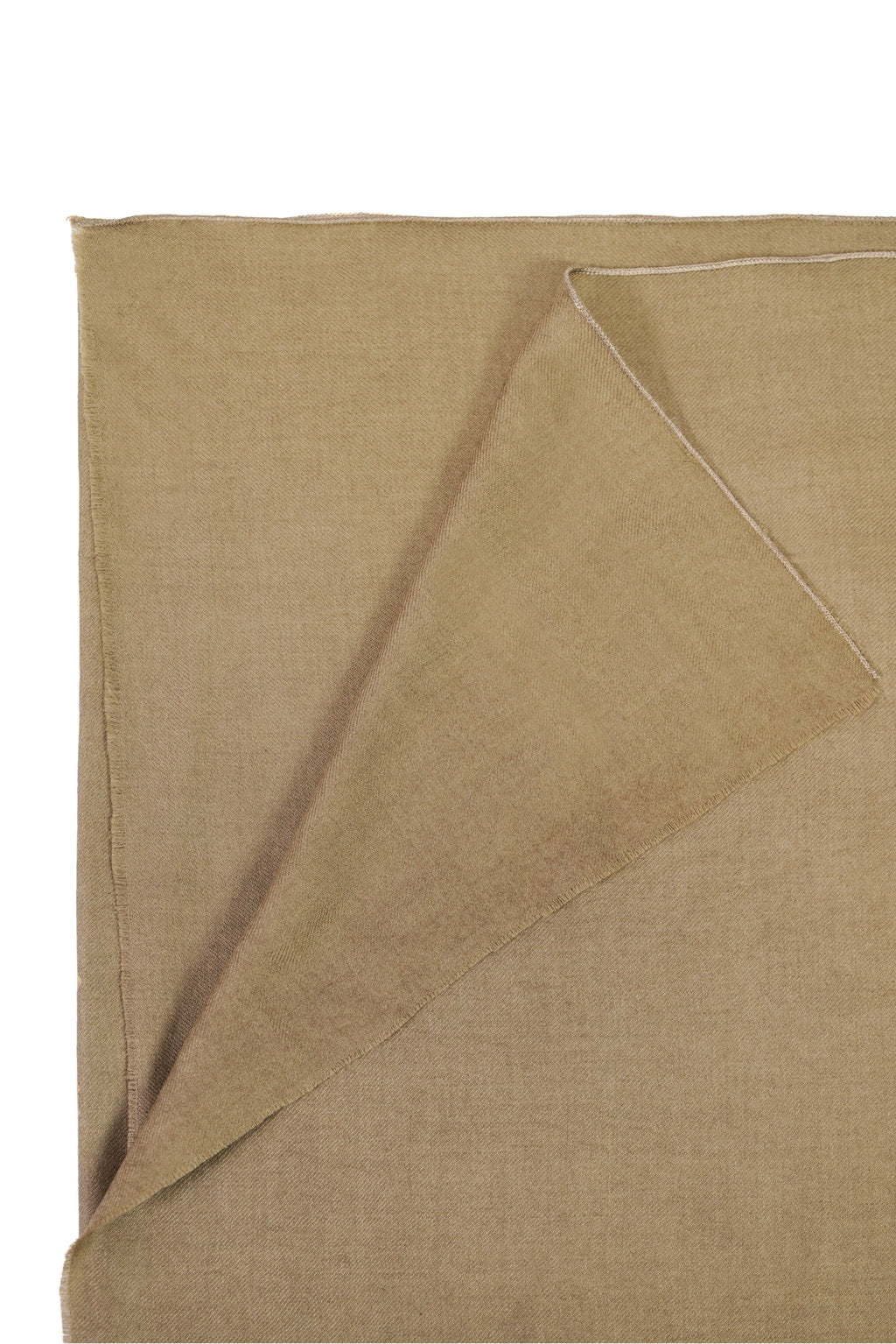 Gold pashmina shawl folded corner on white background