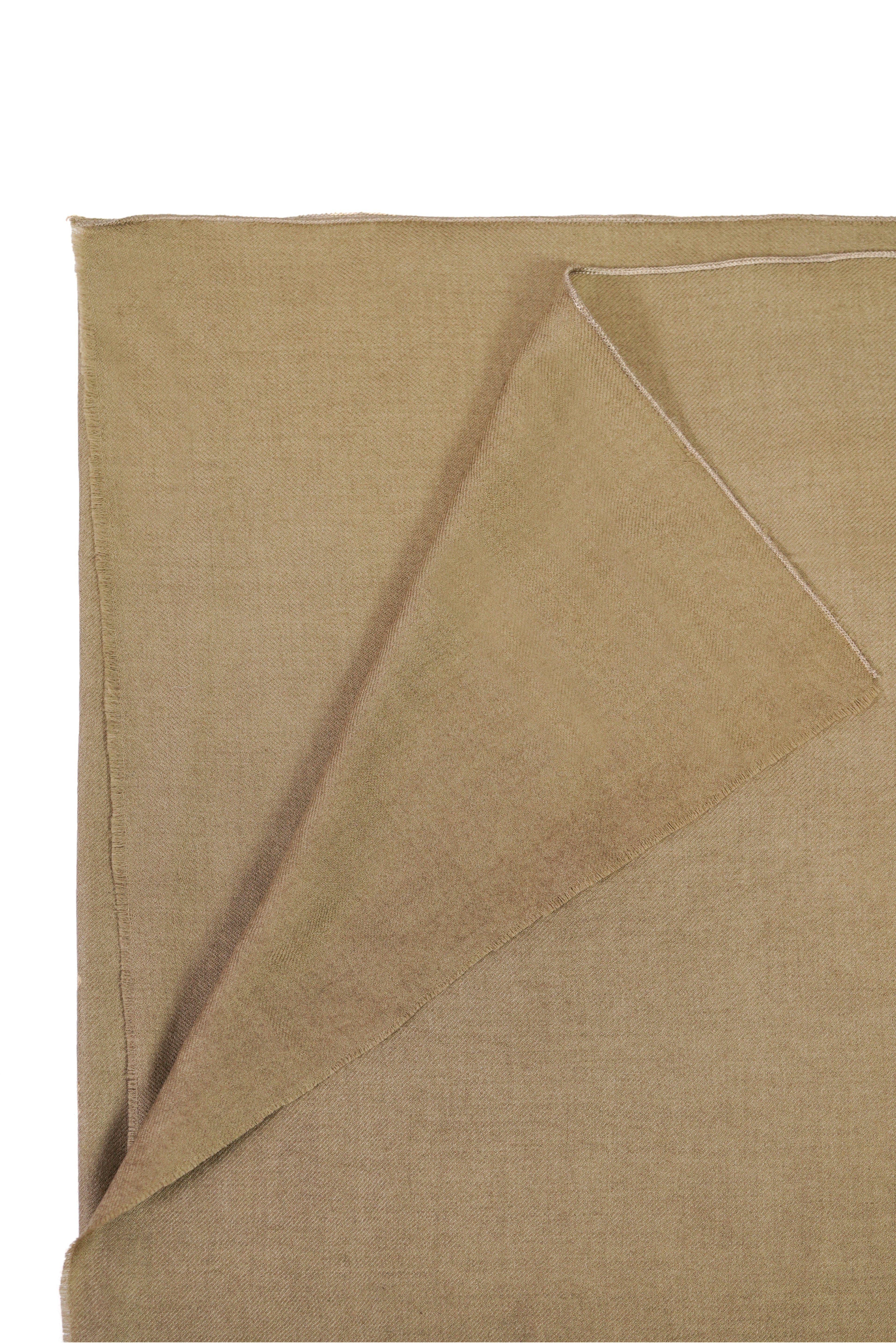 Gold pashmina shawl folded corner on white background