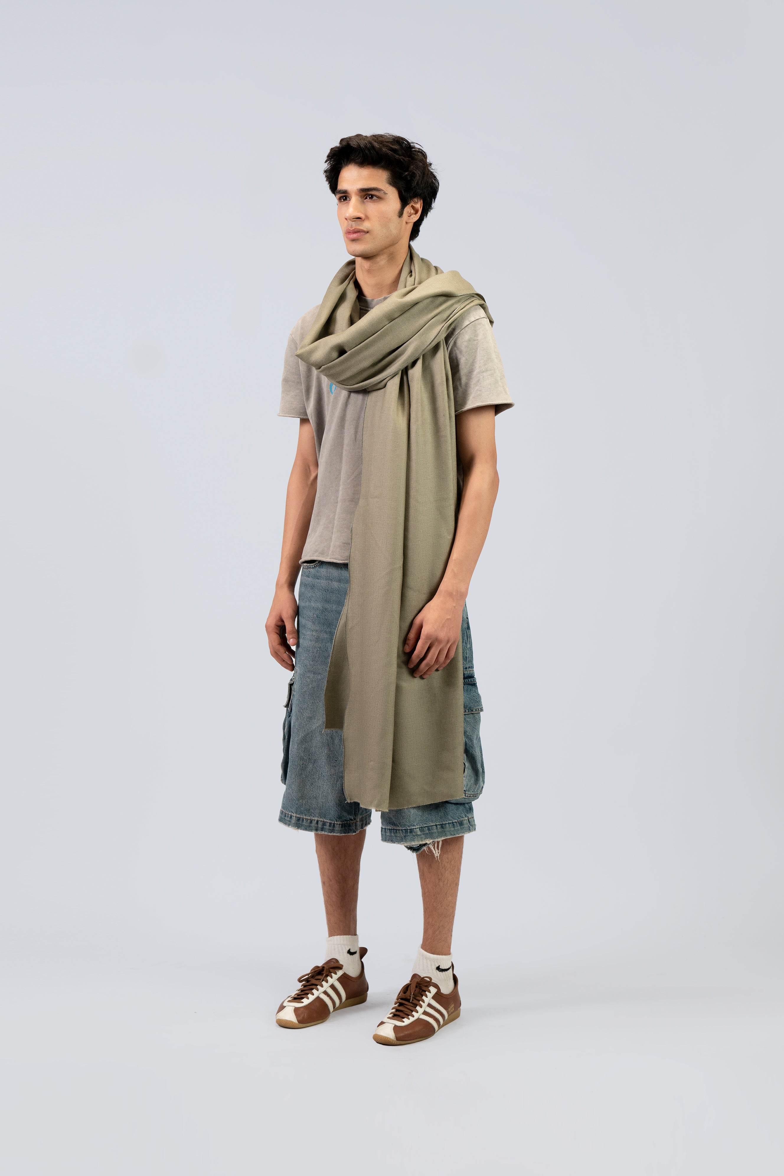 silver pashmina shawl, handwoven by SHAAL