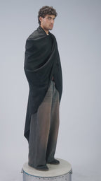 Black wool blanket scarf styling demonstration video